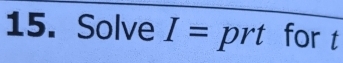 Solve I=. prt pr for t