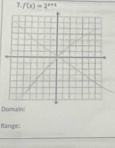 f(x)=2^(x+1)
Domain: 
Range: