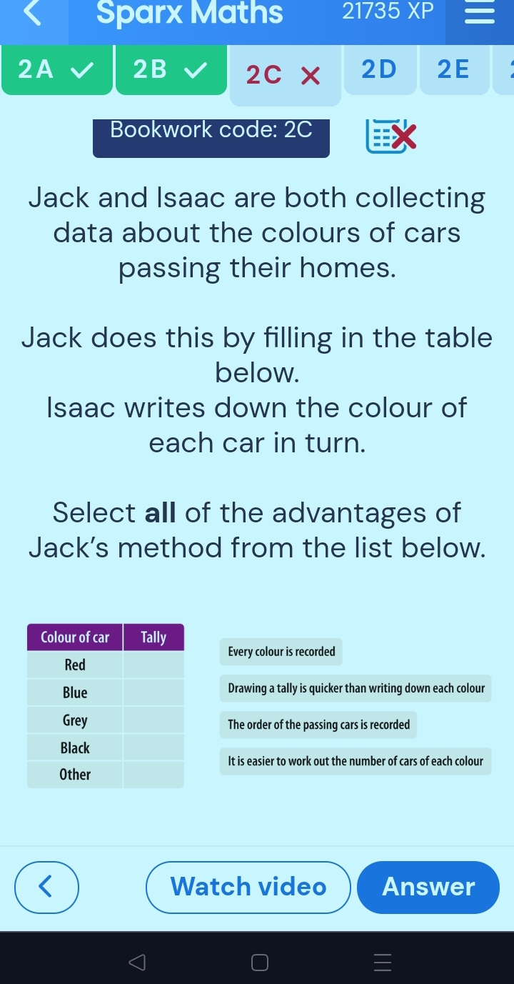Solved: Sparx Maths 21735XP 2A 2B 2C* 2D 2E Bookwork code: 2C Jack and ...