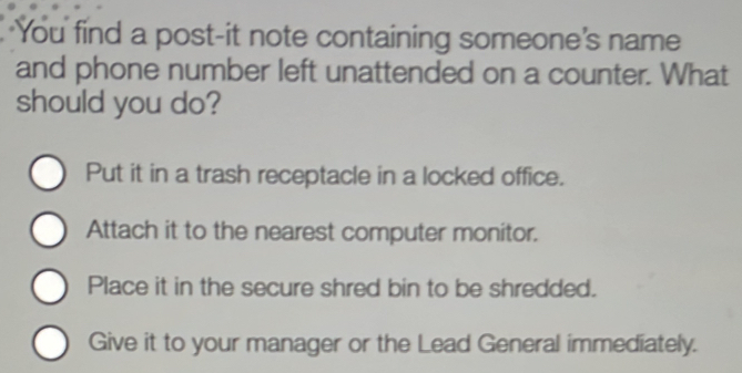 Solved: You find a post-it note containing someone's name and phone ...
