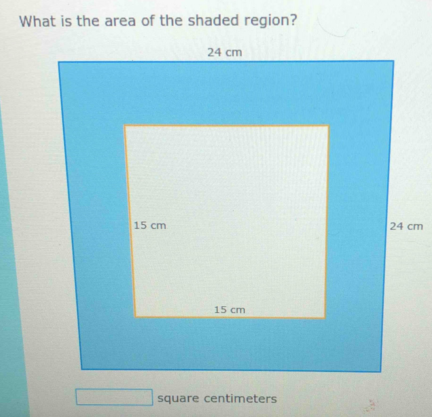 What is the area of the shaded region?
frac  square centimeters