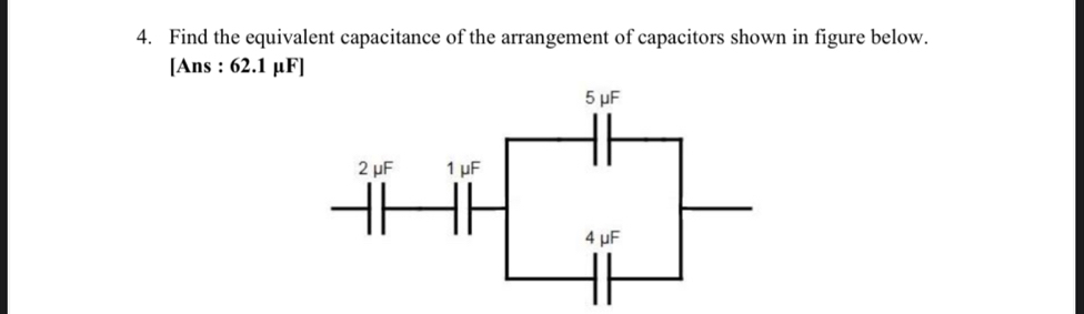 Find the equivalent capacitance of the arrangement of capacitors shown in figure below. 
[Ans : 62.1 µF ]