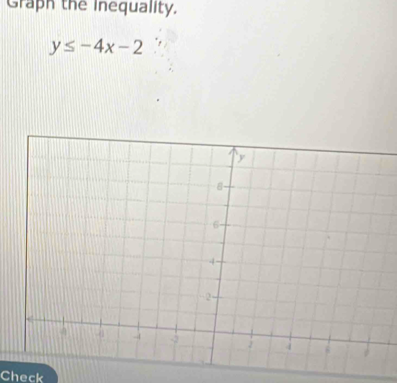 Graph the Inequality.
y≤ -4x-2
Check