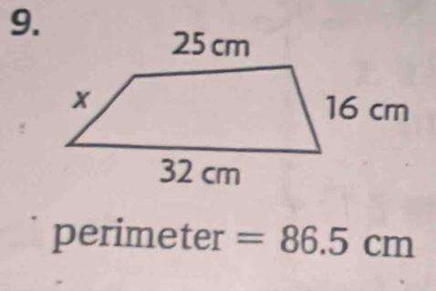 perimeter =86.5cm