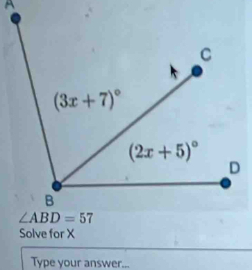 Solve for X
Type your answer...