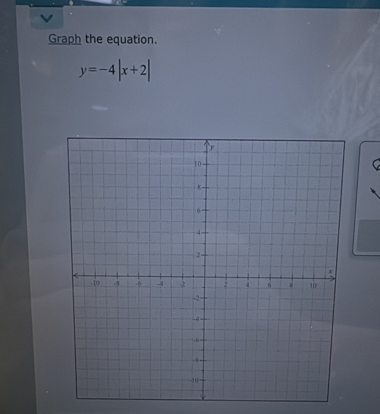 Graph the equation.
y=-4|x+2|