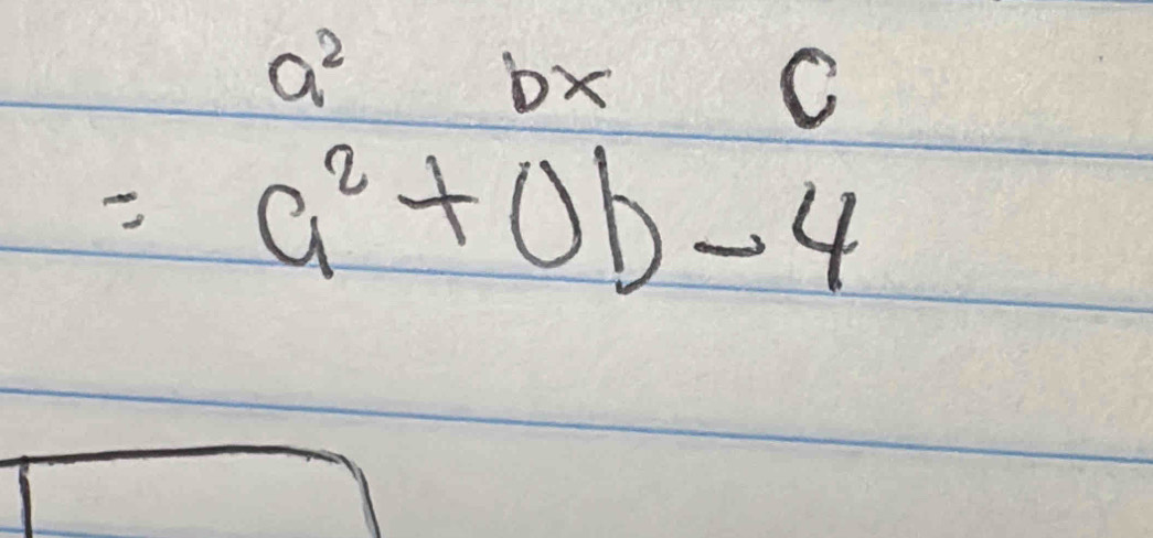 a^2
b*
C
=a^2+0b-4