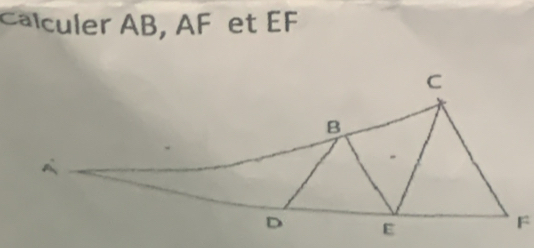 Calculer AB, AF et EF