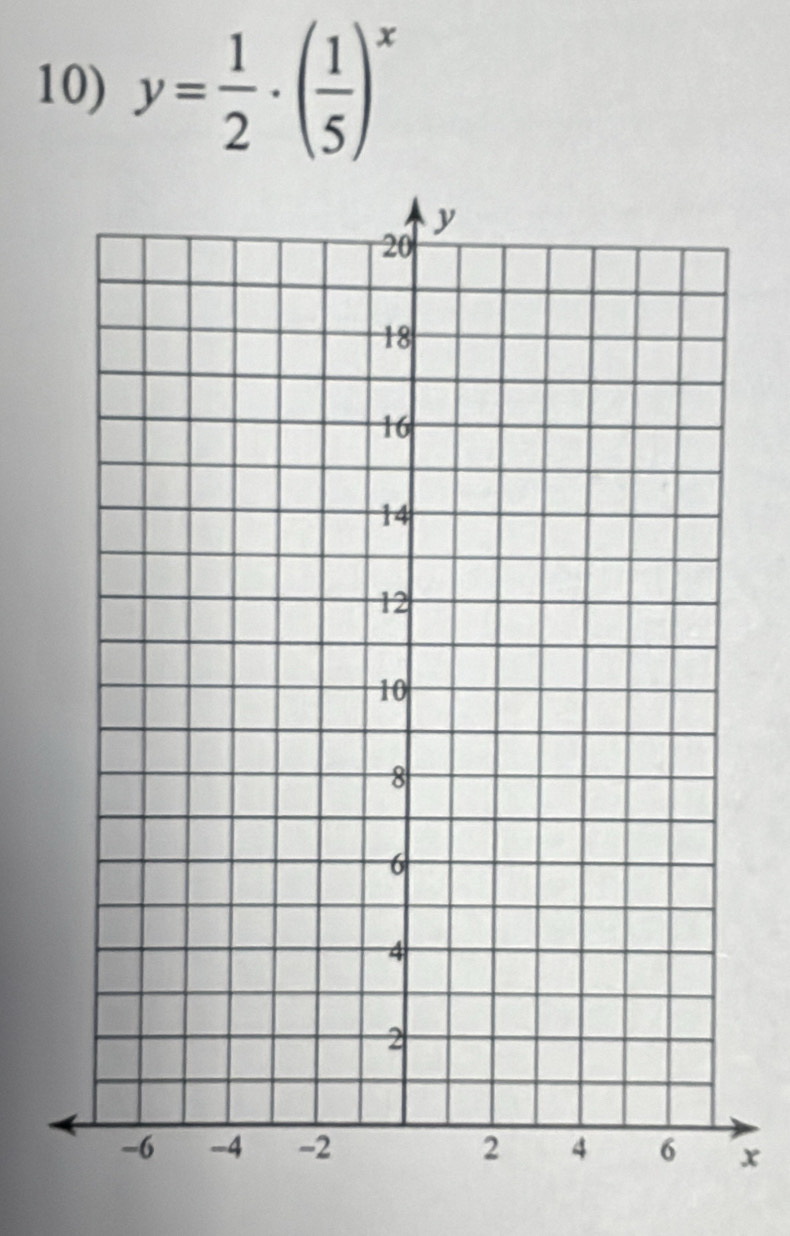 y= 1/2 · ( 1/5 )^x
x