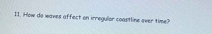 How do waves affect an irregular coastline over time?