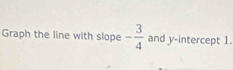 Graph the line with slope - 3/4  and y-intercept 1.