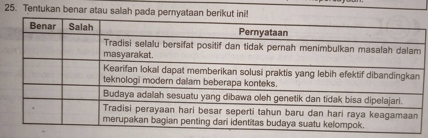 Tentukan benar atau salah pada pernyataan berikut ini!