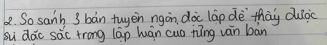 So sanh 3 bàn tuyen ngon doc lap dè thay duoc 
su dǎo sāc trong lap luán cua hīng ván bān