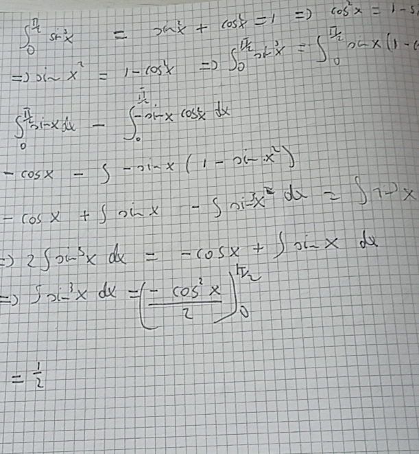 Risolto:∈t _0^((frac π)2)sin^2x=sin^2x+cos^2x=1-sin^2x Rightarrow sin x ...