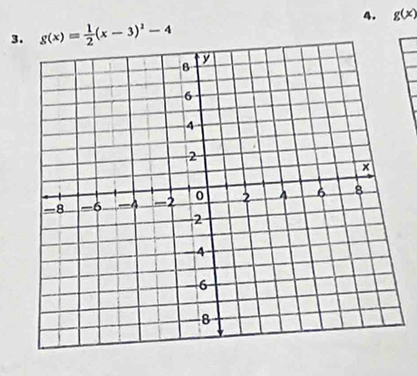 g(x)
3. g(x)= 1/2 (x-3)^2-4