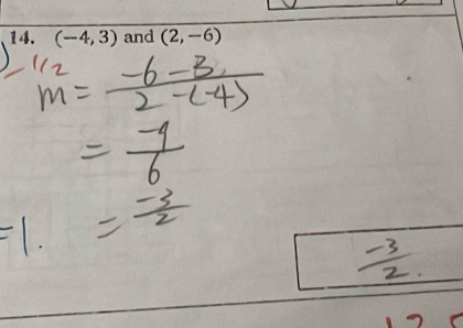 (-4,3) and (2,-6)