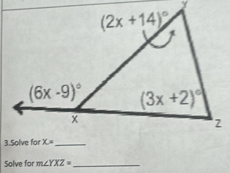 Solve for m∠ YXZ= _