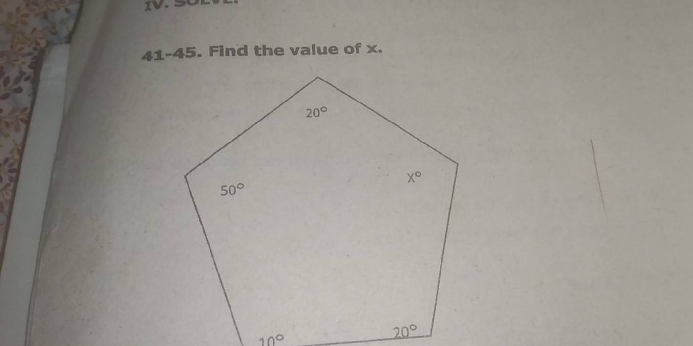 41-45. Find the value of x.
10°