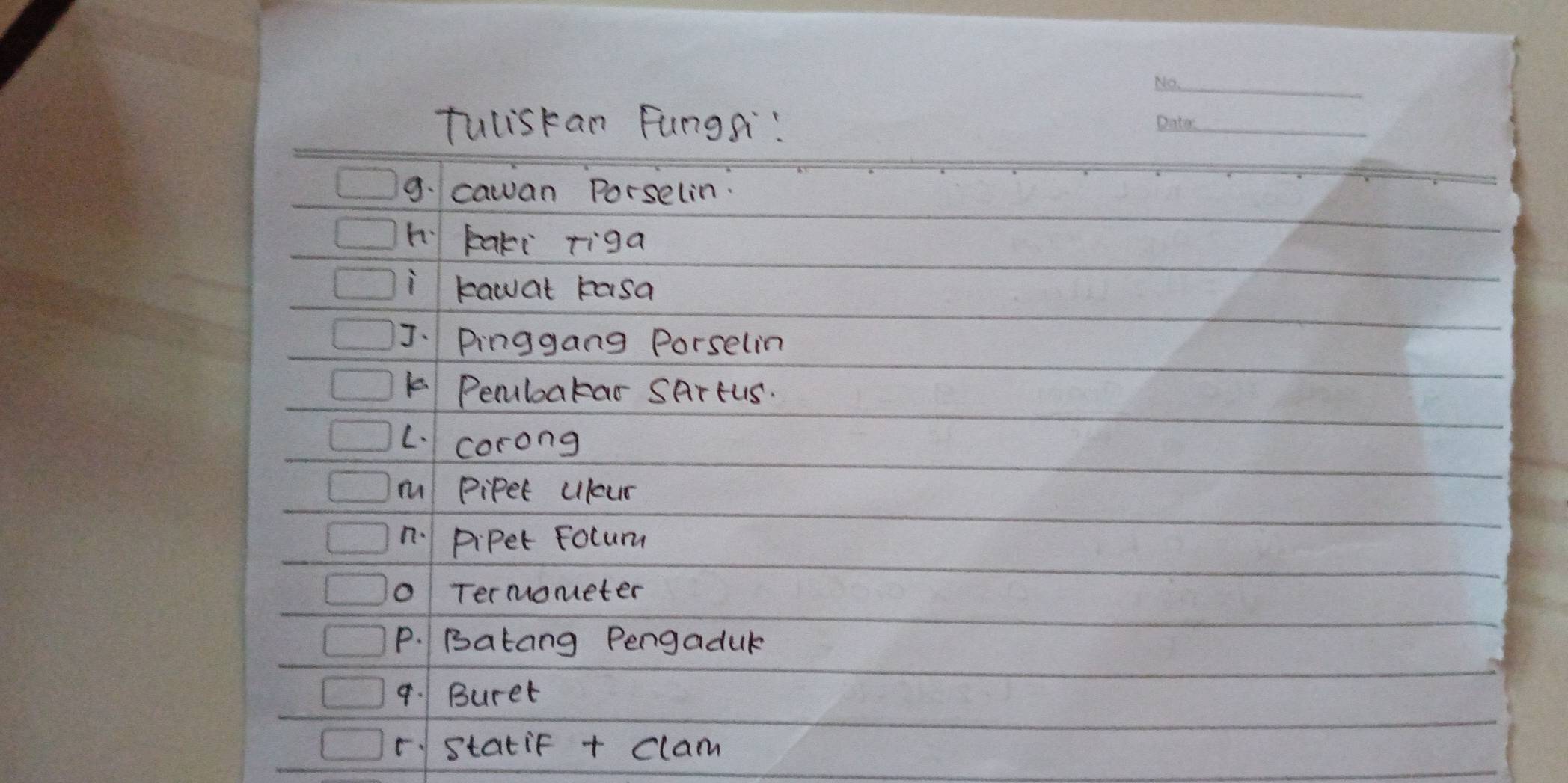 Tuliskan fungs: