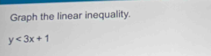 Graph the linear inequality.
y<3x+1