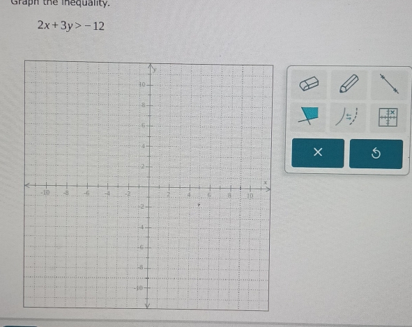 Graph the inequality.
2x+3y>-12