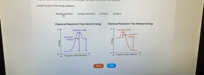 Solved: Identify the parts of the energy diagrams. energy, released a ...