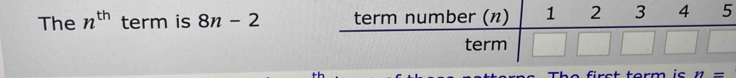 The n^(th) term is 8n-2