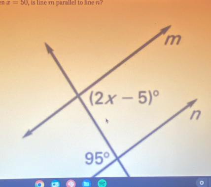 x=50 , is line m parallel to line n?