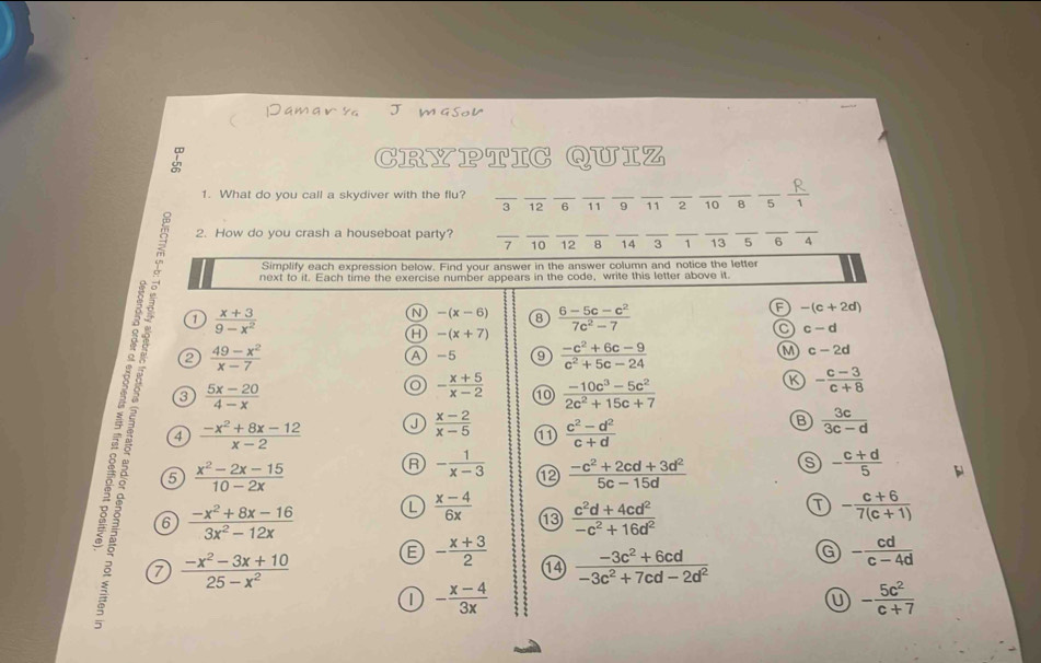 Solved: am a r s CRYPTIC QUIZ 1. What do you call a skydiver with the ...