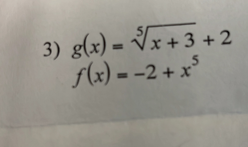 g(x)=sqrt[5](x+3)+2
f(x)=-2+x^5