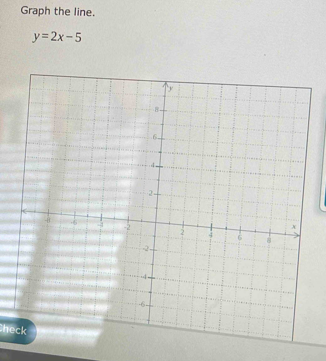 Graph the line.
y=2x-5
heck