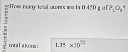 P_2O_5 ? 
total atoms: 1.35* 10^(22)