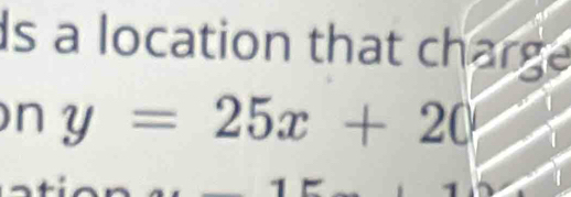 Is a location that charge 
n y=25x+20