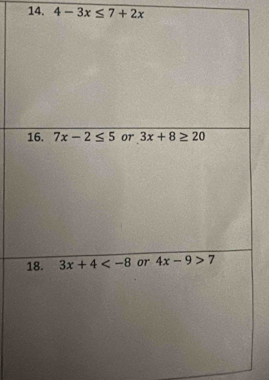 4-3x≤ 7+2x