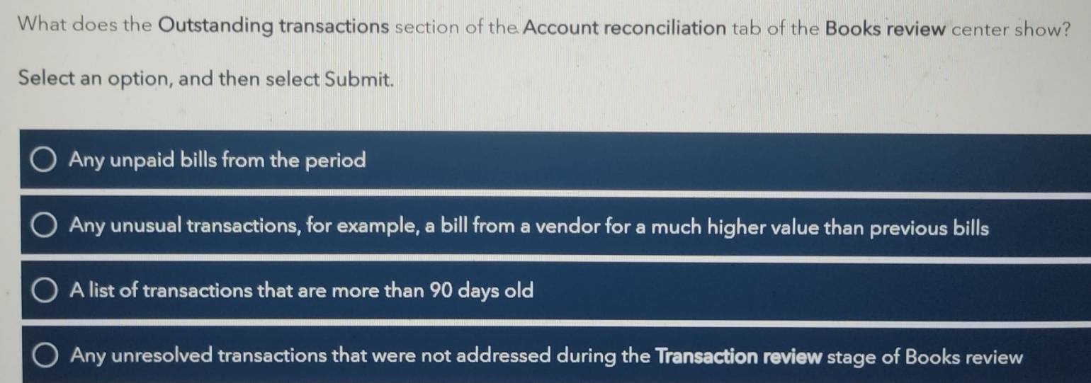 Solved: What does the Outstanding transactions section of the Account ...