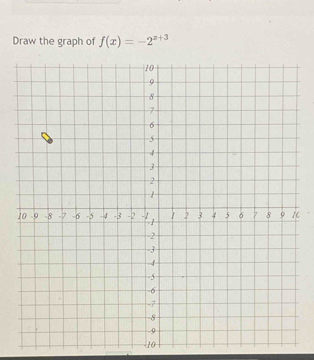 Draw the graph of f(x)=-2^(x+3)
6
10