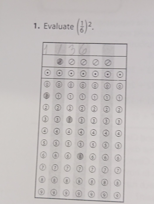 Evaluate ( 1/6 )^2. 
o