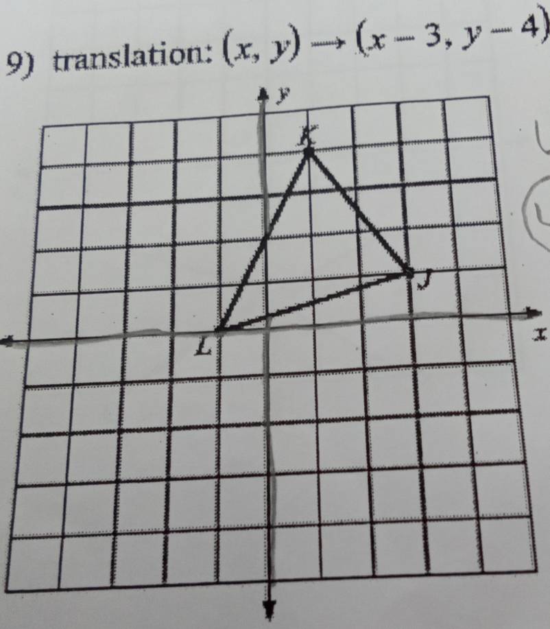 translation: (x,y)to (x-3,y-4)
x