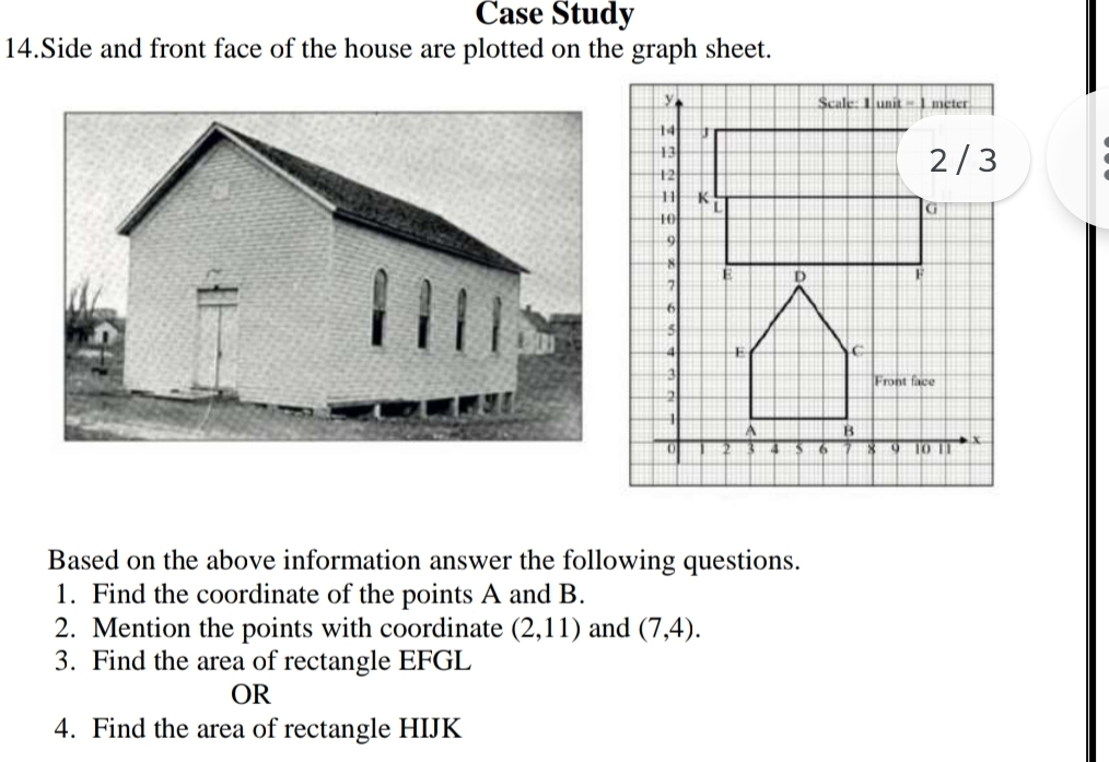 تم الحل:Case Study 14.Side and front face of the house are plotted on ...