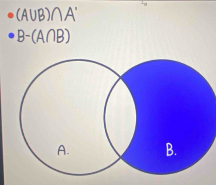 (A∪ B)∩ A'
B-(A∩ B)