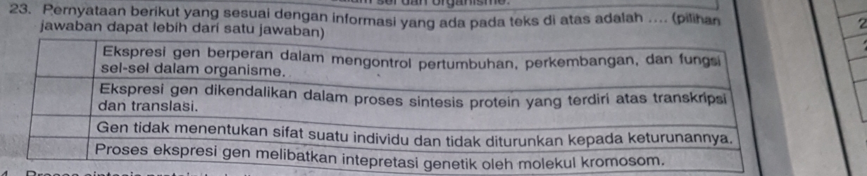 Pernyataan berikut yang sesuai dengan informasi yang ada pada teks di atas adalah .... (piliha 2 
jawaban dapat lebíh darí satu jawaba