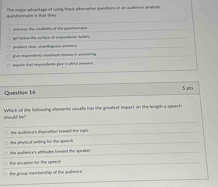 Solved: The major advantage of using fixed-alternative questions in an ...