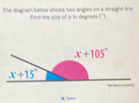 Solved: The diagram below shows two angles on a straight line. Find the ...