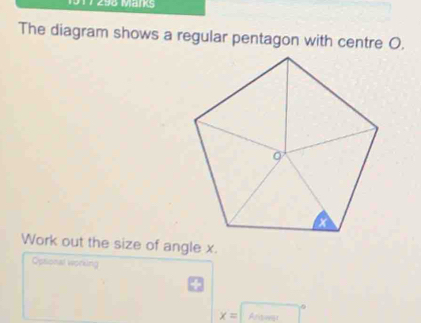 Solved: 317 298 Märks The diagram shows a regular pentagon with centre ...
