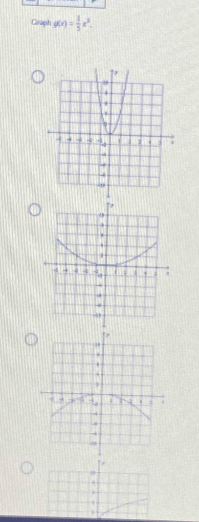 Graph g(x)= 1/5 x^2. 
D 
4 
.