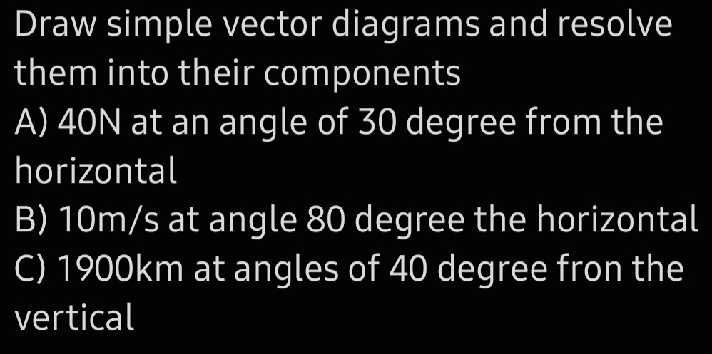 Solved: Draw simple vector diagrams and resolve them into their ...