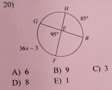 A) 6 B) 9 C) 3
D) 8 E) 1