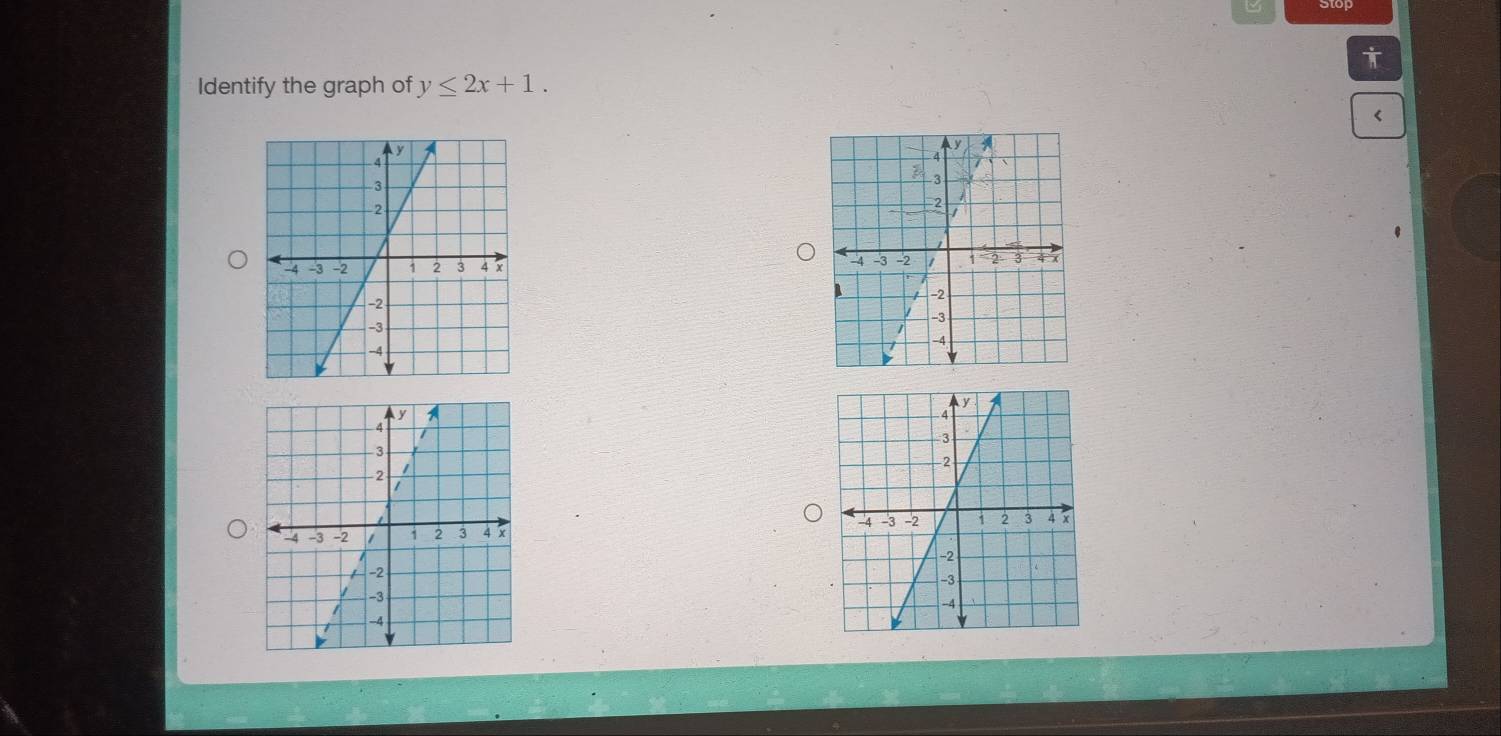 Identify the graph of y≤ 2x+1.