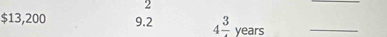 2 
_
$13,200 9.2
4 3/4 years
_