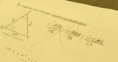 Compute the value of the angle x rounded to two decimal places